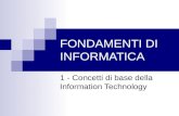 FONDAMENTI DI INFORMATICA 1 - Concetti di base della Information Technology.