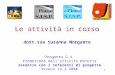 1 Le attività in corso dott.ssa Susanna Morgante Progetto 5.1 Promozione dell’attività motoria Incontro con i referenti di progetto Verona 13.3.2008.