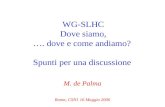 WG-SLHC Dove siamo, …. dove e come andiamo? Spunti per una discussione M. de Palma Roma, CSN1 16 Maggio 2006.
