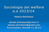 Sociologia del welfare a.a 2013/14 Alessia Bertolazzi alessia.bertolazzi@unimc.italessia.bertolazzi@gmail.com Ricevimento: Giovedì 11.30-13.