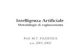 Intelligenza Artificiale Metodologie di ragionamento Prof. M.T. PAZIENZA a.a. 2001-2002.