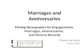 Genealogy Research with Marriage & Anniversary Records