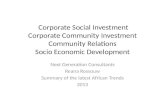 Corporate community investment and development- Africa 2013