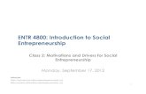 ENTR4800 Class 2 - Motivations and Drivers for Social Entrepreneurship