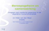 Beroepsgeheim en samenwerking Omgaan met medische gegevens in de dagelijkse huisartsenpraktijk. mr Hilde van der Meer KNMG SKE Rotterdam & Zuid-Holland.
