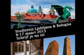 Ljubljana-Bologna-Venetië 8-17 maart 2013. Bart, voorzitter Hasse, vice- voorzitter Rutger, penningmeester Barbera, vice- sponsoring Jori, sponsoring.