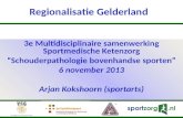 Regionalisatie Gelderland 3e Multidisciplinaire samenwerking Sportmedische Ketenzorg “Schouderpathologie bovenhandse sporten” 6 november 2013 Arjan Kokshoorn.