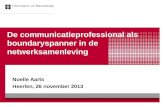 De communicatieprofessional als boundaryspanner in de netwerksamenleving Noelle Aarts Heerlen, 26 november 2013.