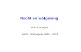 Recht en wetgeving Wim Lecluyse HPO - Schooljaar 2012 - 2013.