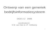 1 OGO 2.2 2006 coordinatoren: K.M. van Hee & J.P. Veltkamp Ontwerp van een generiek bedrijfsinformatiesysteem.