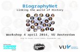 BiographyNet BiographyNet Linking the world of History Workshop 4 april 2014, VU Amsterdam Serge ter Braake, Antske Fokkens, BiographyNet team.