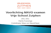 Voorlichting MAVO examen Vrije School Zutphen 2013-2014 Harrie Kuizenga Coördinator Mavo en Mavo/Havo.
