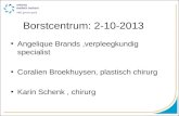 Borstcentrum: 2-10-2013 Angelique Brands,verpleegkundig specialist Coralien Broekhuysen, plastisch chirurg Karin Schenk, chirurg.