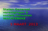Staten Generaal verenigingen & sociale instanties WACHTEBEKE 5 MAART 2013.
