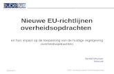Nieuwe EU-richtlijnen overheidsopdrachten en hun impact op de toepassing van de huidige regelgeving overheidsopdrachten Barteld Schutyser Advocaat 8/05/2014.