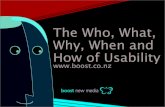 The Who, What, Why, When and How of Usability