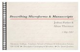 LIS531M: Cataloging Microforms & Manuscripts