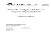 Claude Resources Inc. Q3 2012 MD&A and Financial Statements