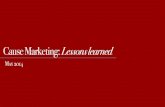 Cause Marketing Lessons Learned