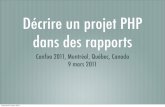 Décrire son projet php dans des rapports   confoo 2011