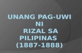 Unang pag uwi ni Rizal sa Pilipinas