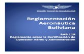 RAB_119_Reglamento Sobre La Certificacion Del Operador Aereo (COA) y Administracion (Bolivia)