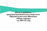 Итоги работы централизованного портала Правительства Москвы «Наш город» за 2013 год