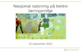 Bedre læringsmiljø Tromsø - Elin Bakke-Lorentzen - Nasjonal satsing på bedre læringsmiljø