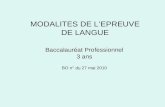 Modalites épreuve orale Langues Vivantes  Bac Pro en 3 ans