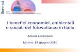 Benefici Economici Sociali Ambientali Del FV In Italia