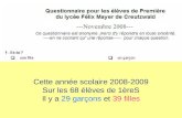 Bilan Questionnaire Sur Lorientation En1èRe S Nov 2008