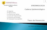 Cadena epidemiologica y Tipos de prevencion