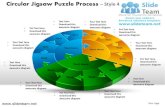 Cycle circular round jigsaw maze piece jigsaw puzzle process style design 4 powerpoint templates.
