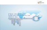 FICCI Pre-budget Memorandum 2015-16