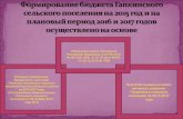 Формирование бюджета Гапкинского сельского поселения на 2015 год и на плановый период 2016 и 2017 годов