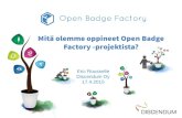Mitä olemme oppineet Open Badge Factory -projektista?