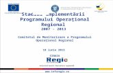 Stadiul implementării Programului Operaţional Regional 2007-2013 - 18 iunie 2015
