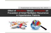 Effect of Nifedipine Versus Telmisartan on Prevention of Atrial Fibrillation Recurrence in Hypertensive Patients