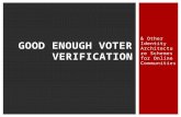 Good Enough Voter Verification & Other Identity Architecture Schemes for Online Communities