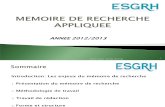 Methodologie Du Memoire de Recherche Appliquee