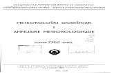 1962 - Meteoroloski Godisnjak - Klimatoloski Podaci