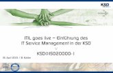 ITIL goes live – Einführung des IT Service Management in der KSD