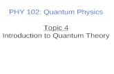 PHY 102: Quantum Physics Topic 4 Introduction to Quantum Theory.