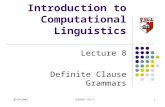 09.04.2003CSA2050: DCG I1 CSA2050 Introduction to Computational Linguistics Lecture 8 Definite Clause Grammars.