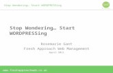 Www.freshapproachweb.co.uk Stop Wondering… Start WORDPRESSing Rosemarie Gant Fresh Approach Web Management April 2011.