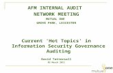 AFM INTERNAL AUDIT NETWORK MEETING MUTUAL ONE GROVE PARK, LEICESTER Current ‘Hot Topics’ in Information Security Governance Auditing David Tattersall 03.