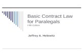 Basic Contract Law for Paralegals Fifth Edition Jeffrey A. Helewitz.