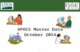 Transforming Financials at the People’s Department 1 APHIS Master Data October 2014.