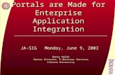 Portals are Made for Enterprise Application Integration JA-SIG Monday, June 9, 2003 Barry Walsh Senior Director, E-Business Services Indiana University.