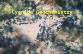 Cyanide Geochemistry. Outline Introduction to Cyanide Cyanide in the beneficiation of gold –Heap Leach Process –Cyanide tank leach and CIP circuits –Optimum.